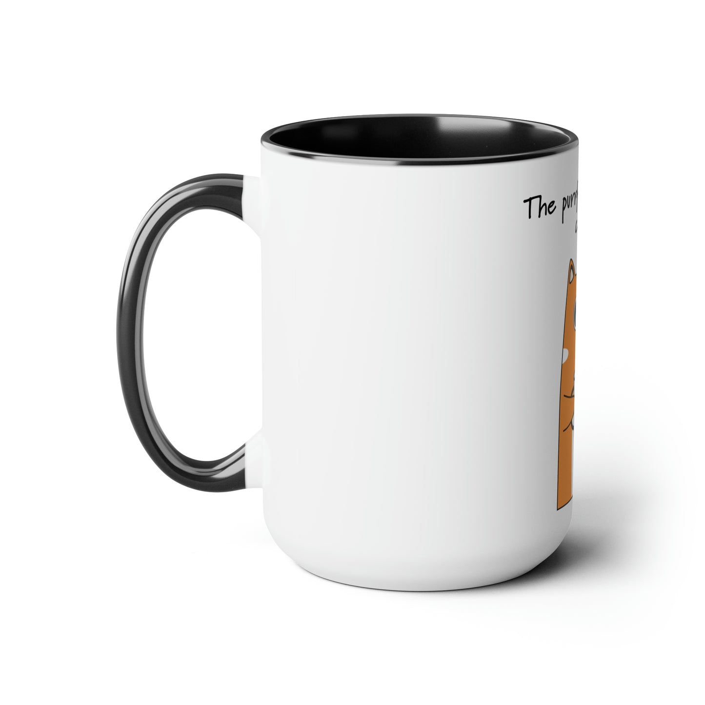 Cat with a cup of coffee, Two-Tone Coffee Mugs, 15oz