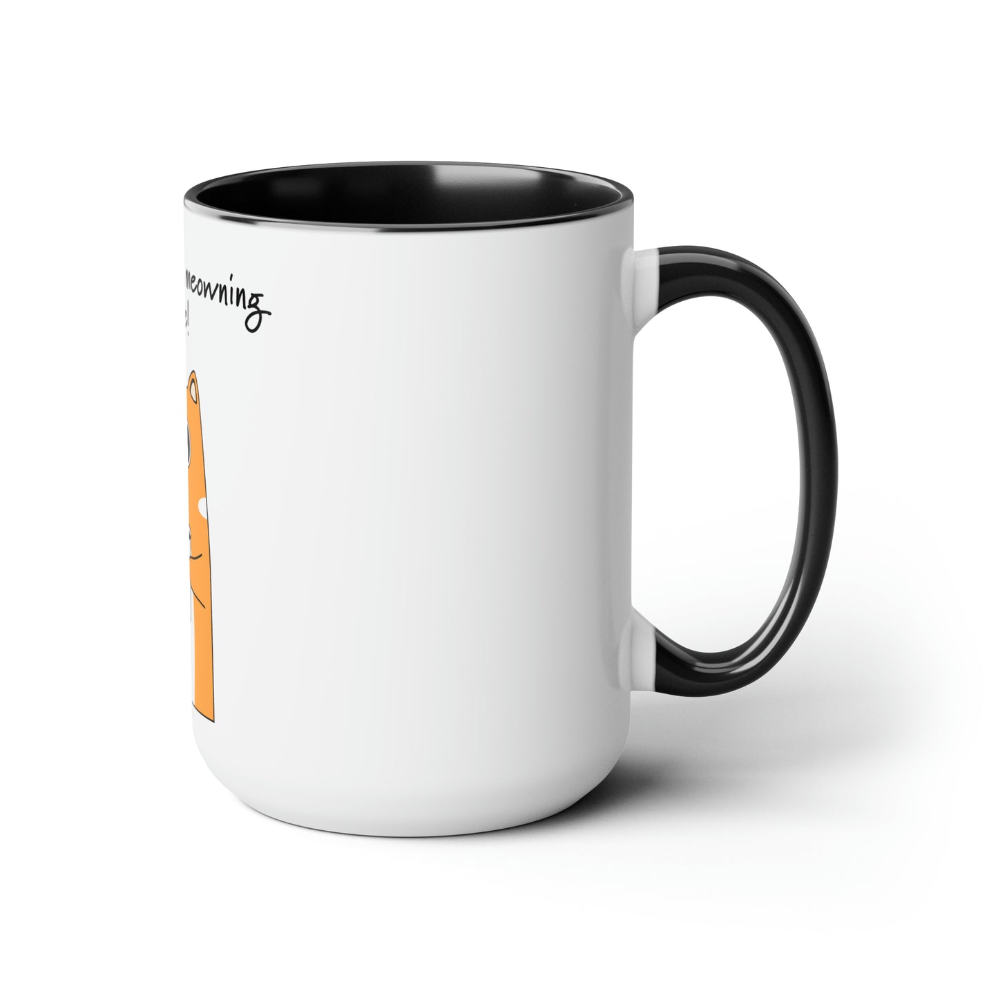 Cat with a cup of coffee, Two-Tone Coffee Mugs, 15oz